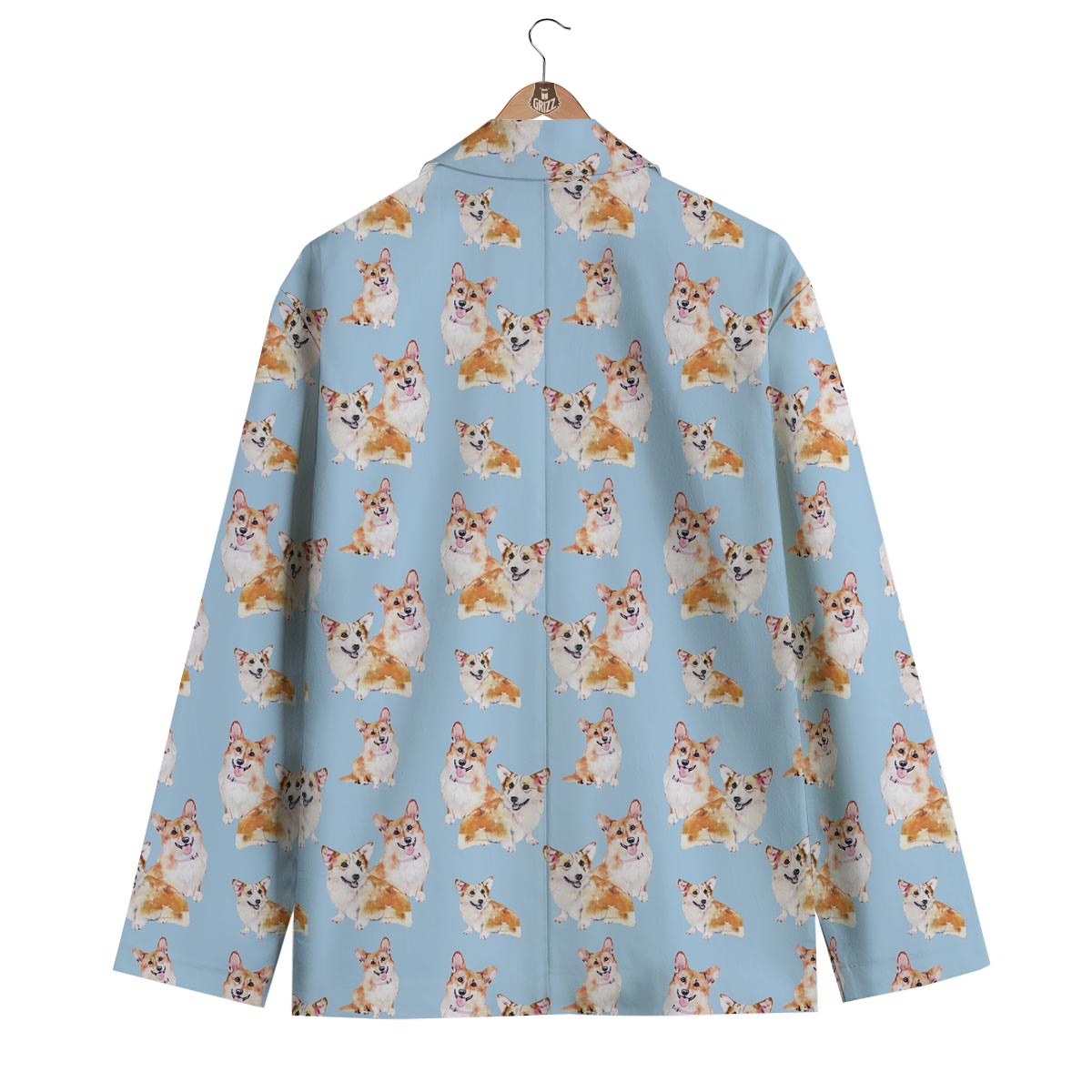 Corgi Portrait Pastel Pattern Print Men's Blazer-grizzshop