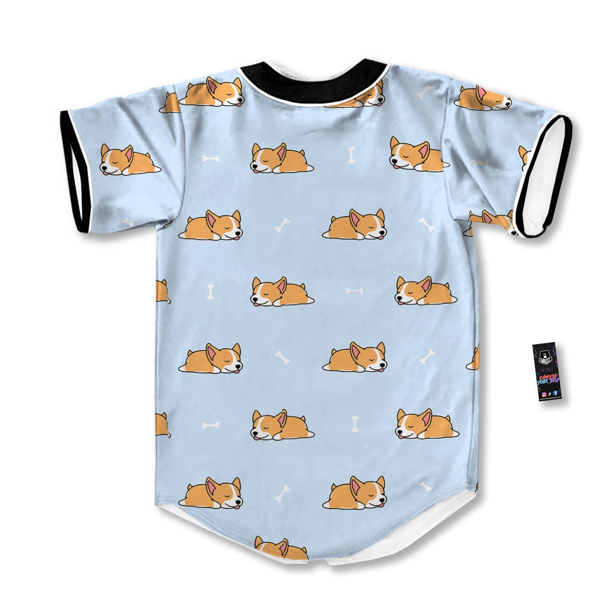 Corgi Sleeping Print Pattern Baseball Jersey-grizzshop