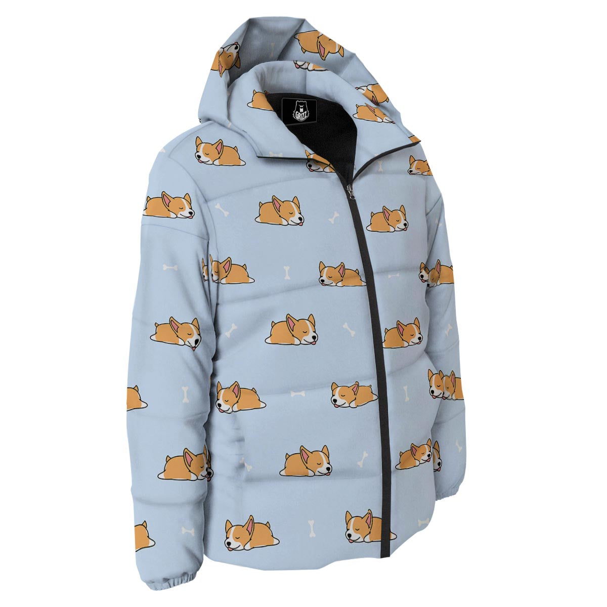 Corgi Sleeping Print Pattern Down Jacket-grizzshop