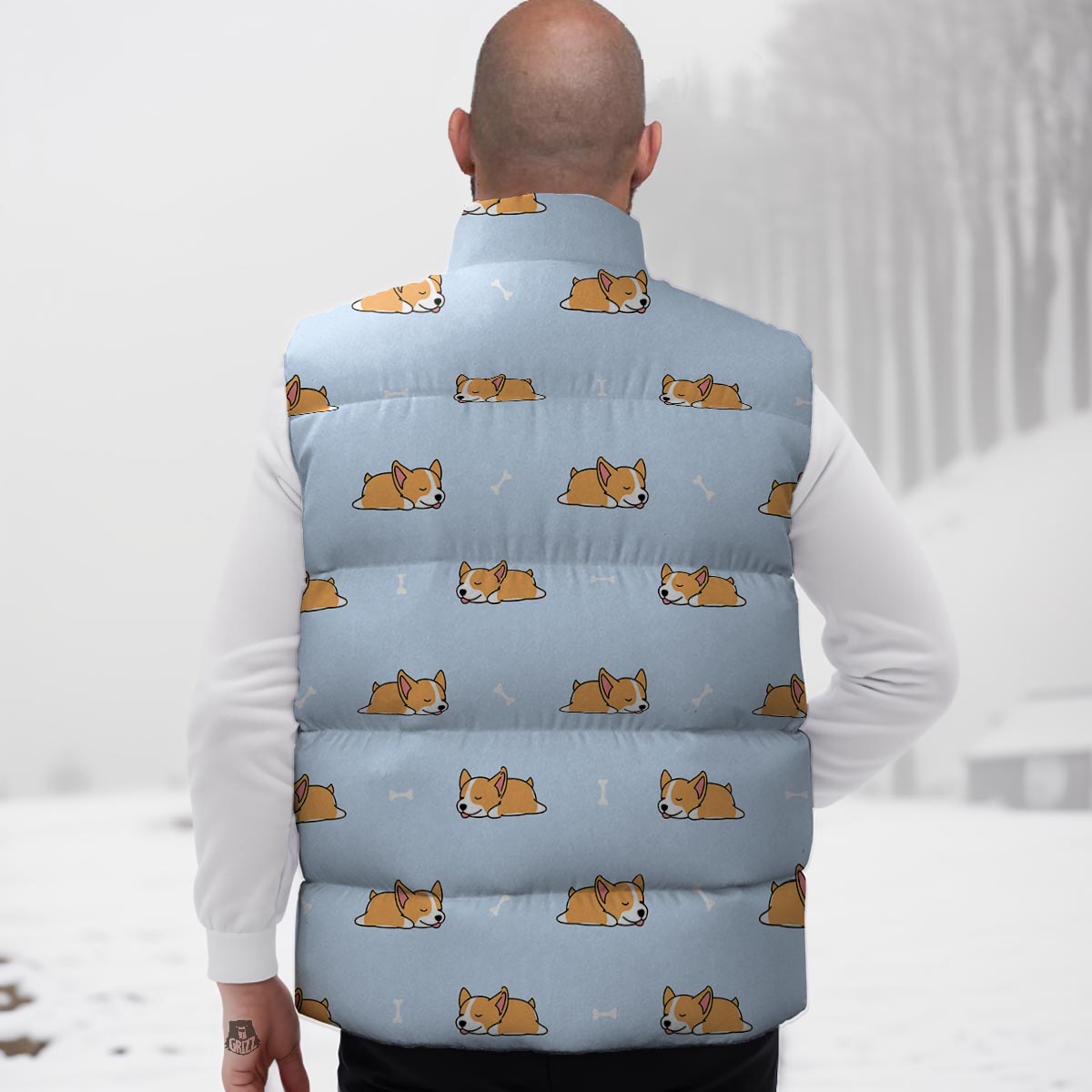 Corgi Sleeping Print Pattern Down Vest