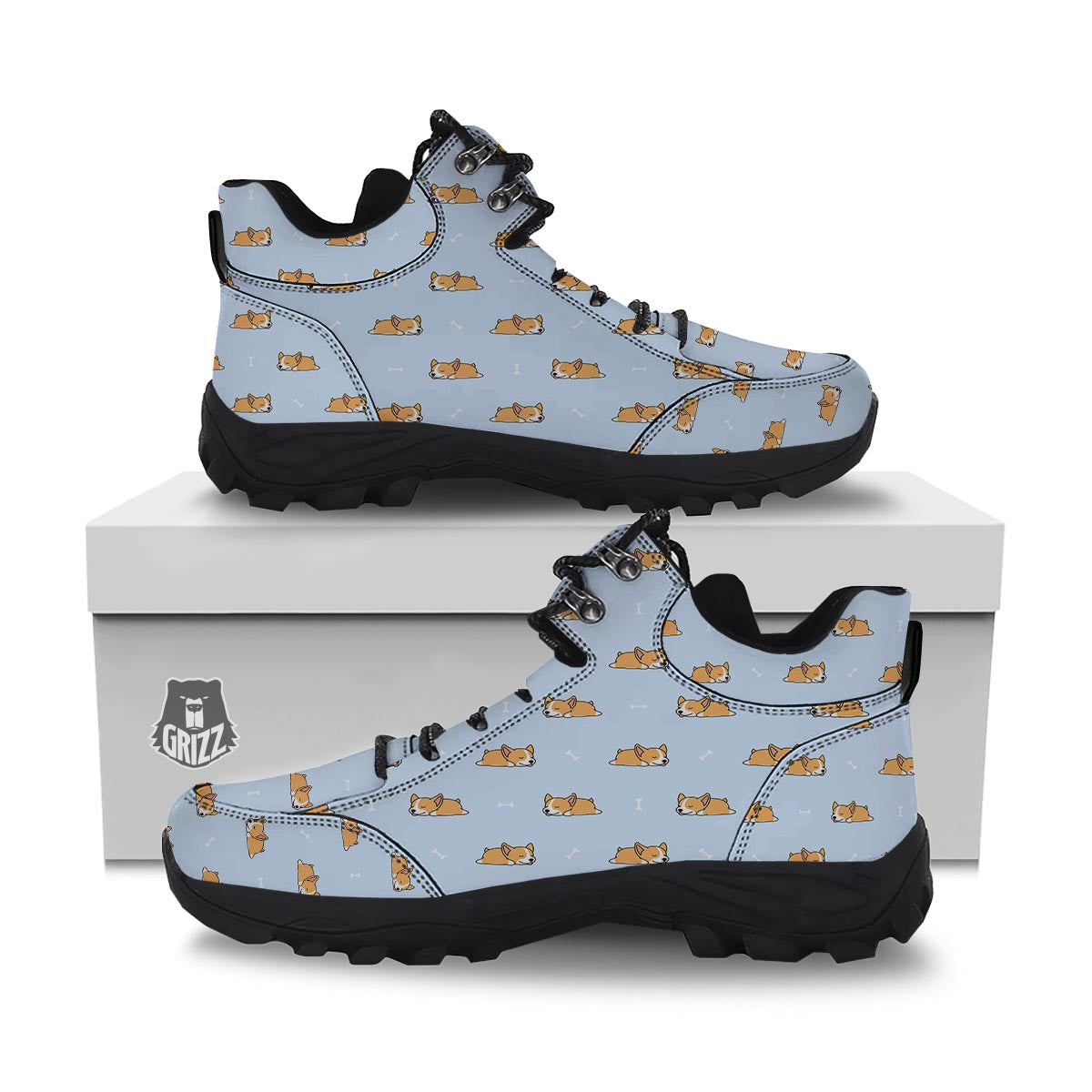 Corgi Sleeping Print Pattern Hiking Shoes-grizzshop