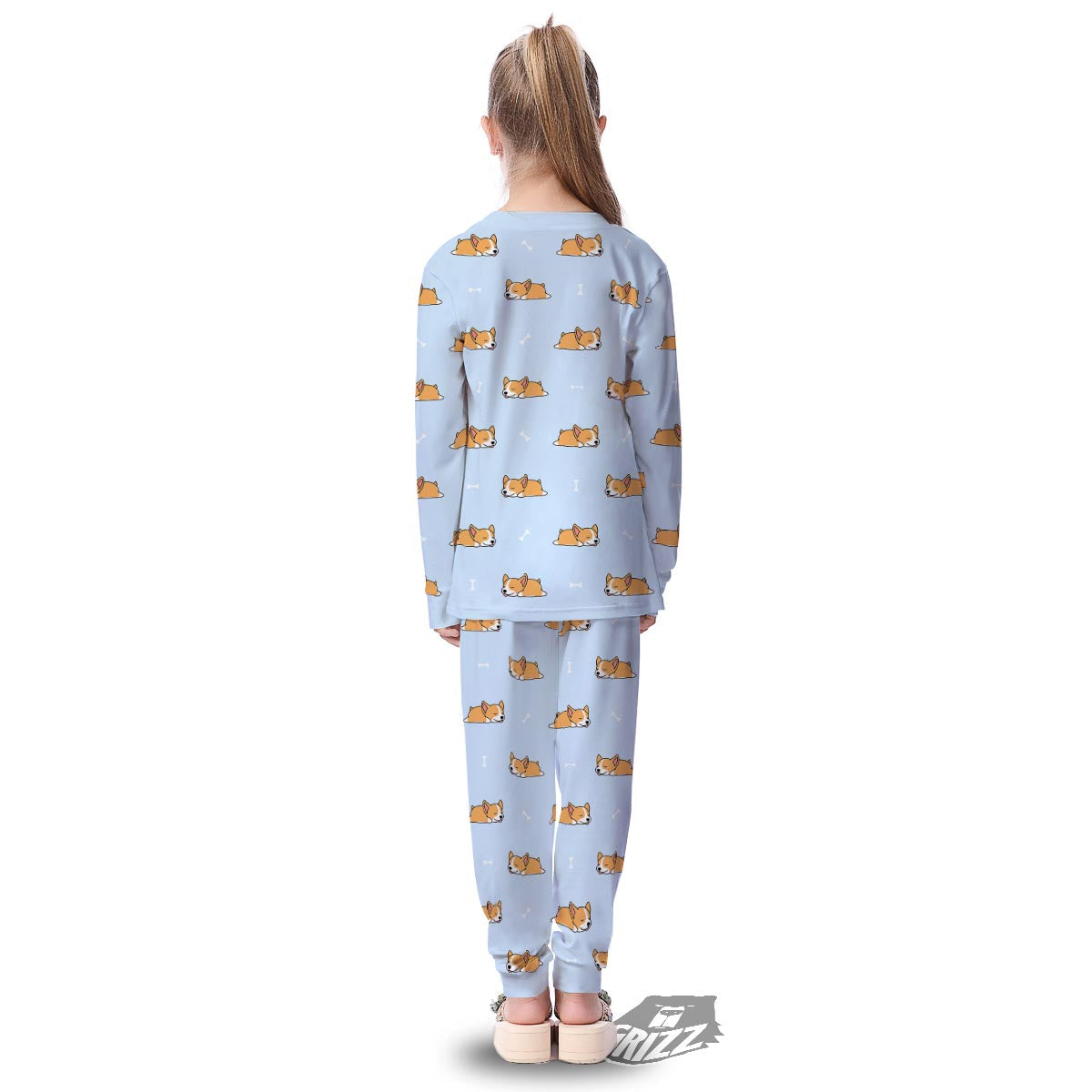 Corgi Sleeping Print Pattern Kid's Pajamas-grizzshop