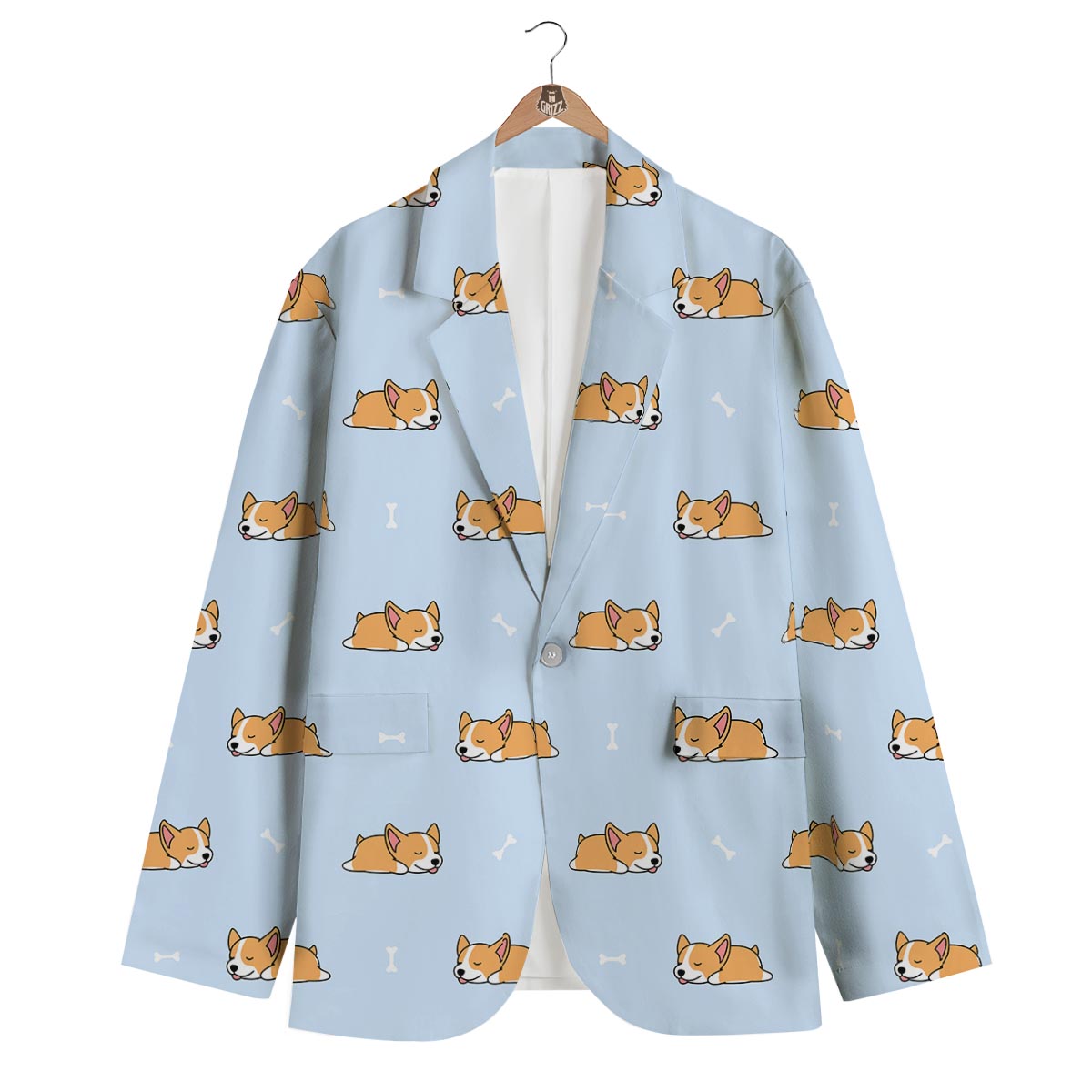 Corgi Sleeping Print Pattern Men's Blazer-grizzshop