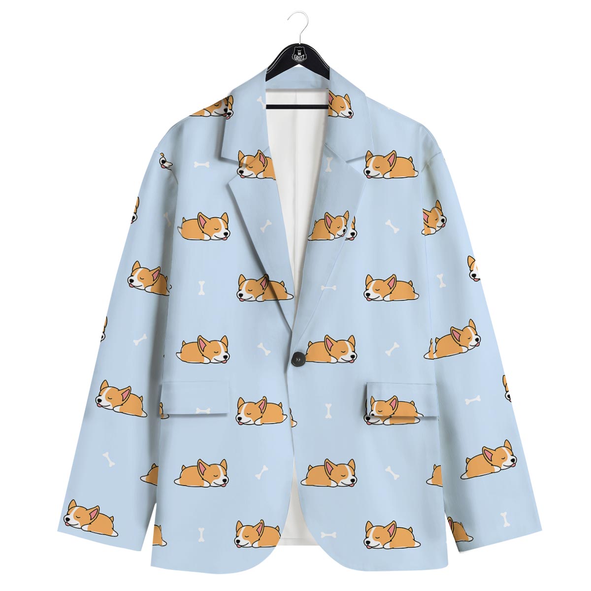 Corgi Sleeping Print Pattern Men's Sport Coat-grizzshop