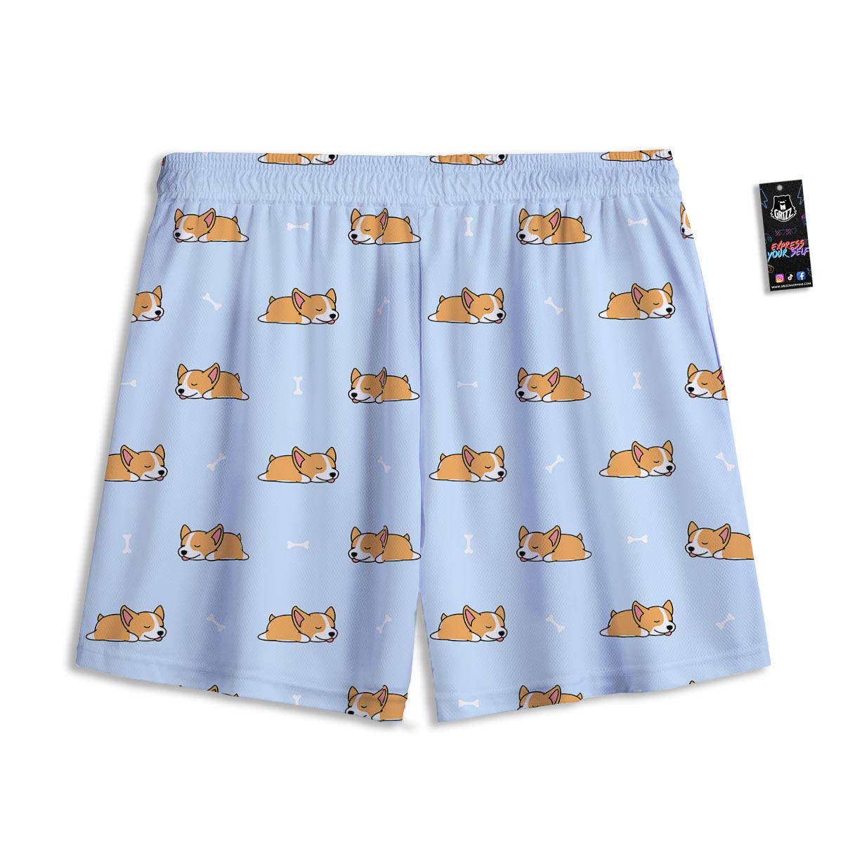 Corgi Sleeping Print Pattern Mesh Shorts