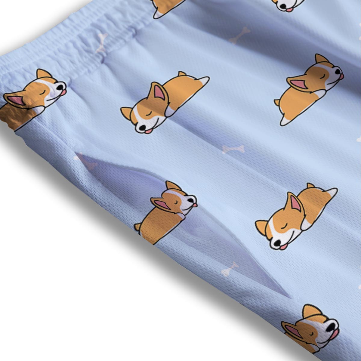 Corgi Sleeping Print Pattern Mesh Shorts