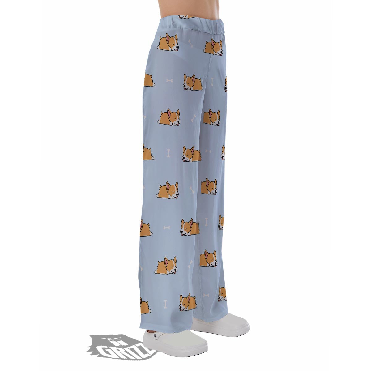 Corgi Sleeping Print Pattern Pajama Pants-grizzshop