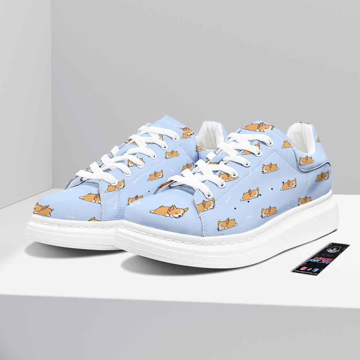 Corgi Sleeping Print Pattern Platform Shoes-grizzshop