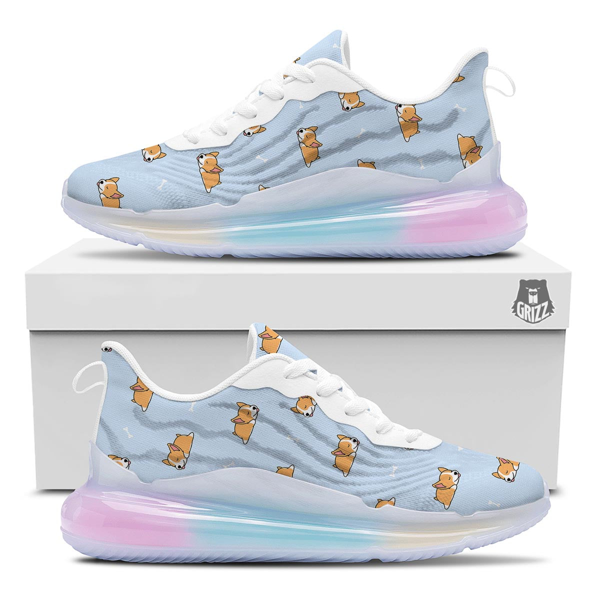 Corgi Sleeping Print Pattern Running Sneakers-grizzshop
