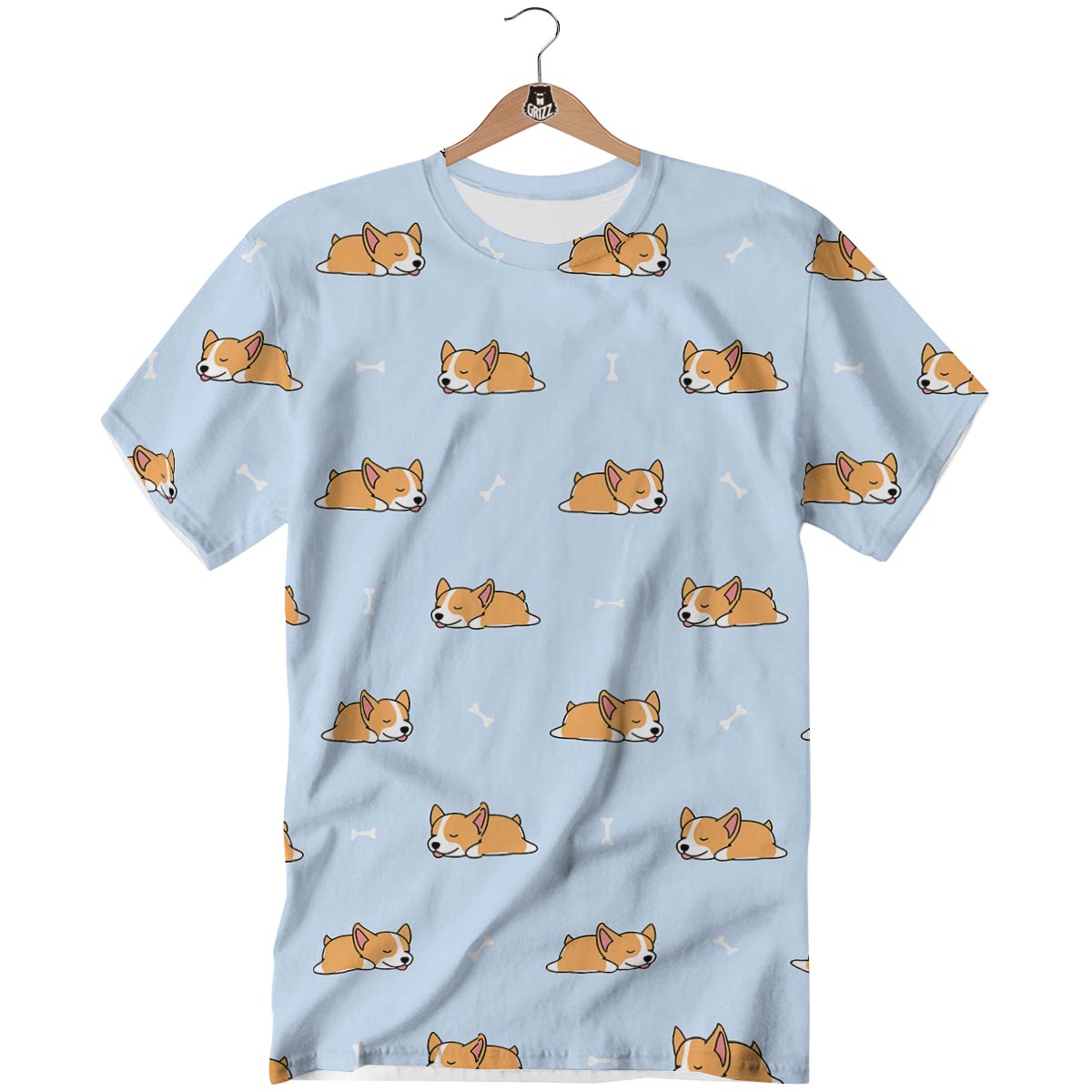 Corgi Sleeping Print Pattern T-Shirt-grizzshop