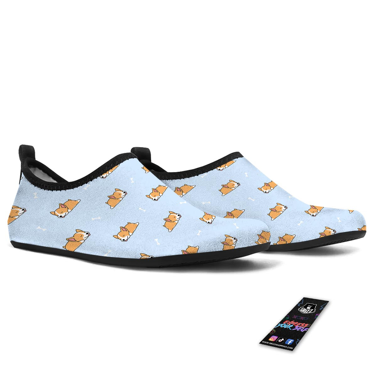Corgi Sleeping Print Pattern Water Shoes-grizzshop