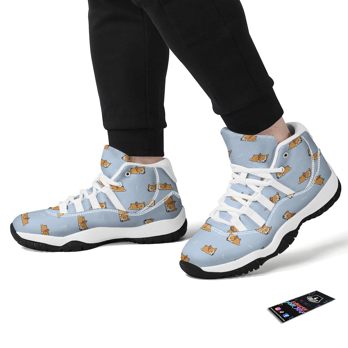Corgi Sleeping Print Pattern White Bball Shoes-grizzshop