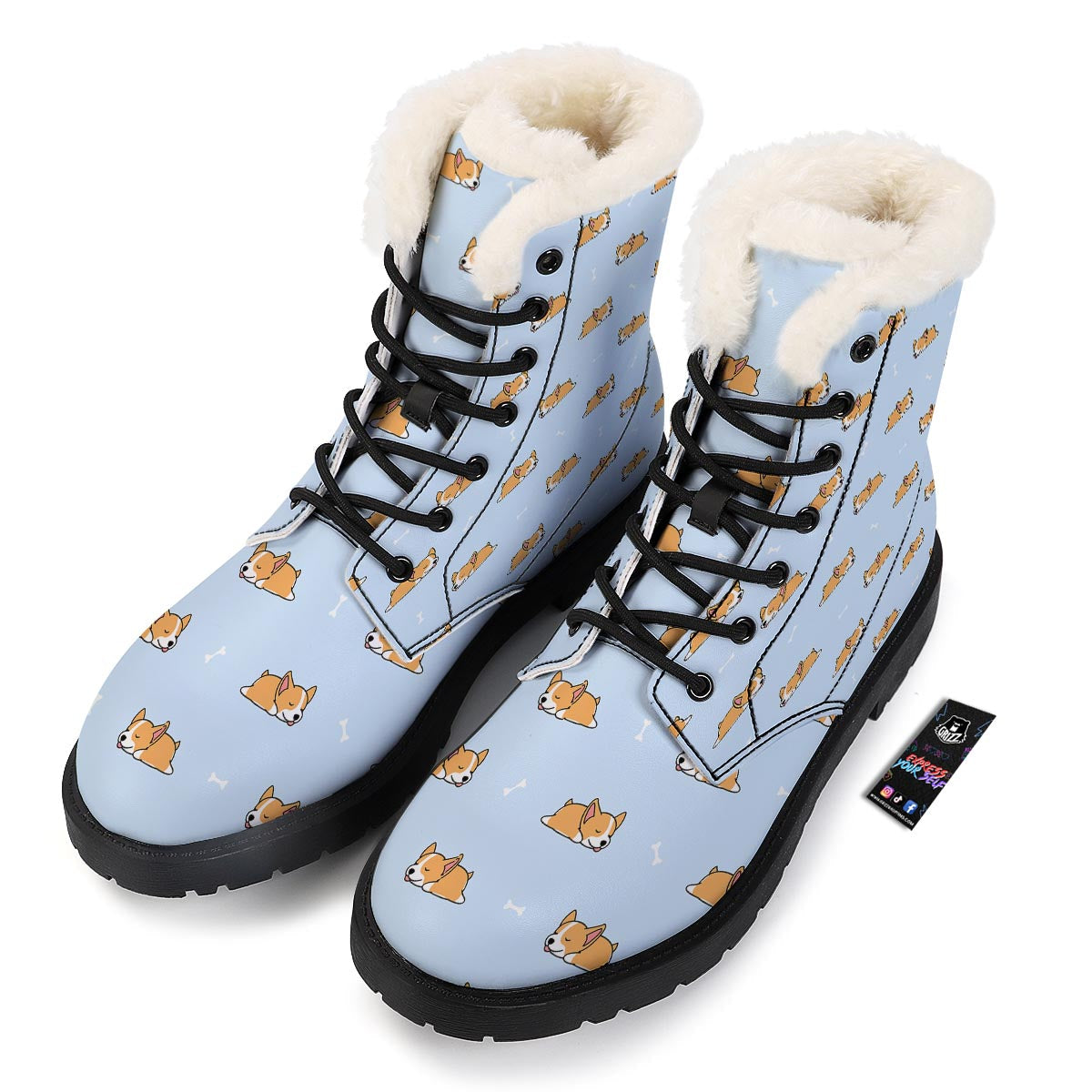 Corgi Sleeping Print Pattern Winter Boots-grizzshop