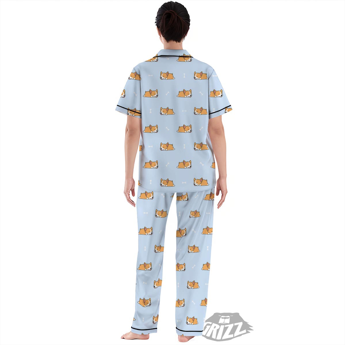 Corgi Sleeping Print Pattern Women's Pajamas Set-grizzshop