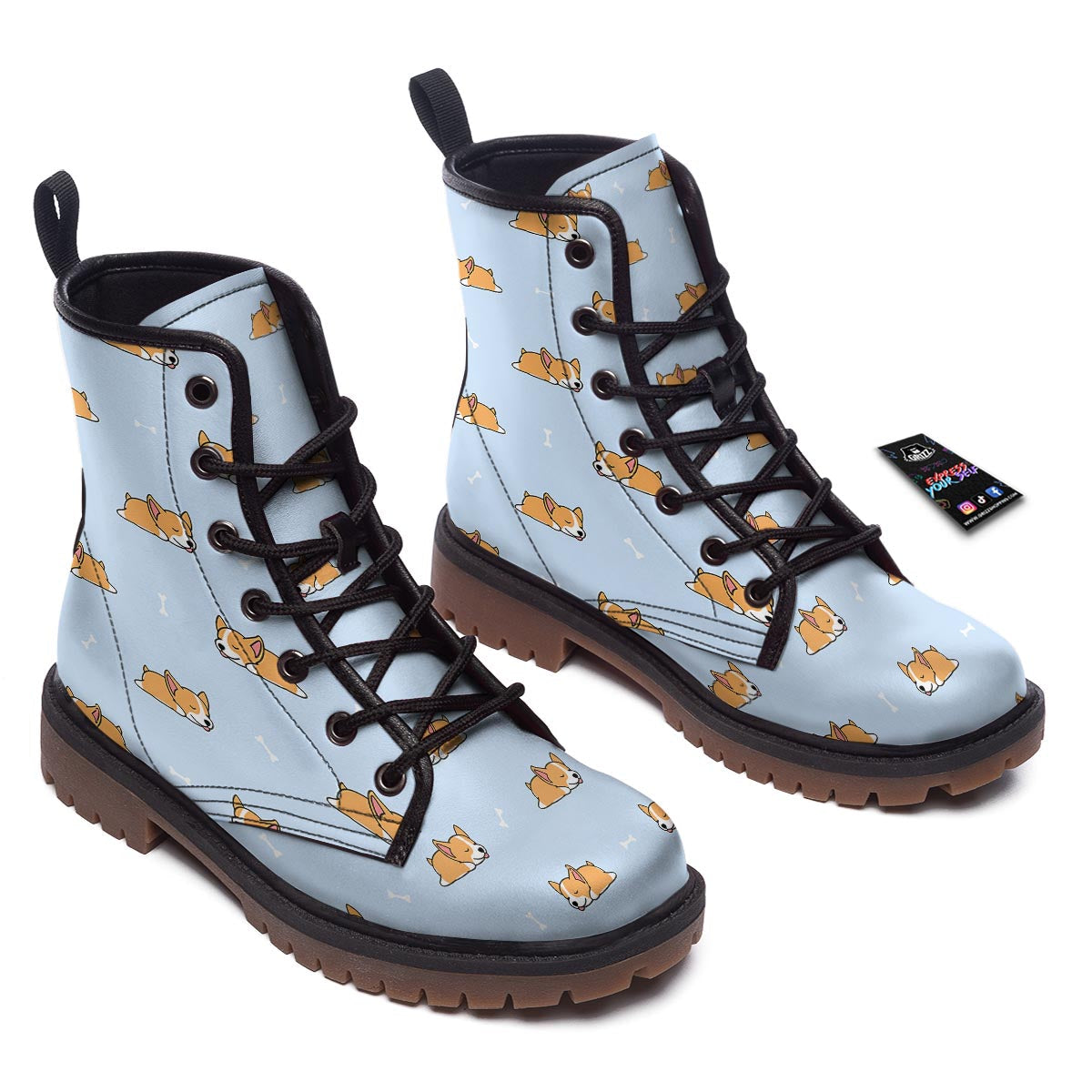 Corgi Sleeping Print Pattern Work Boots-grizzshop