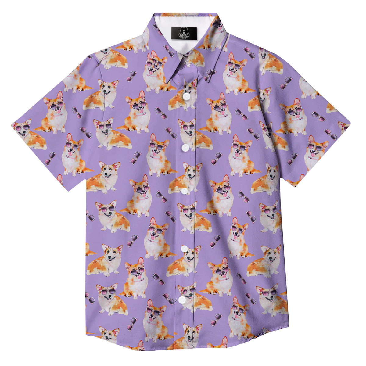Corgi Watercolor Print Pattern Button Up Shirt-grizzshop