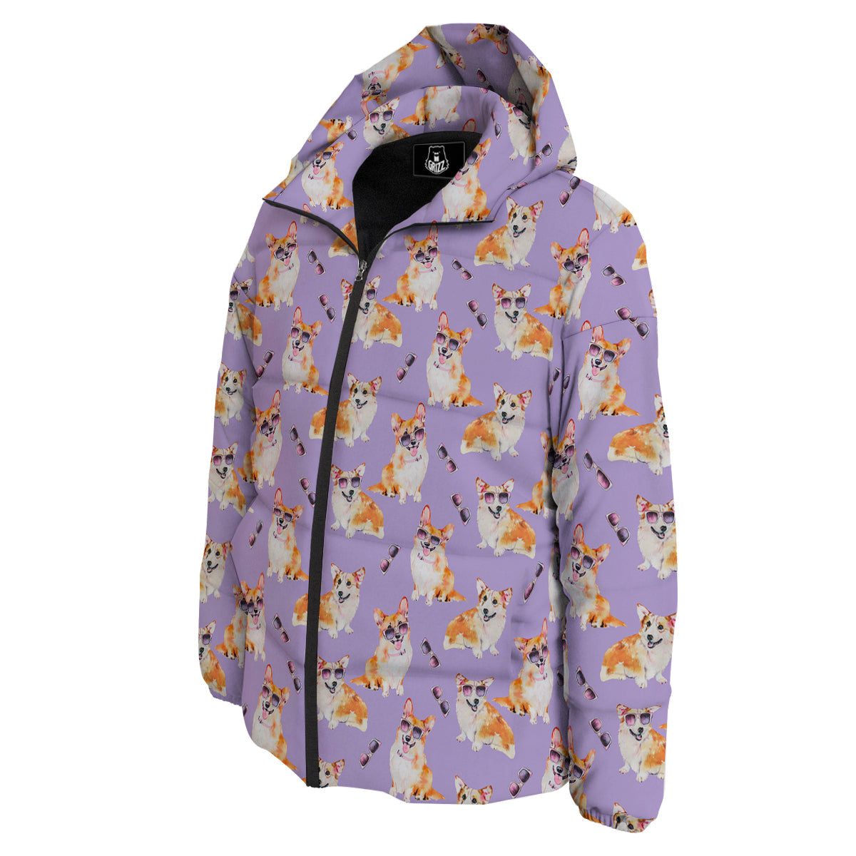 Corgi Watercolor Print Pattern Down Jacket-grizzshop
