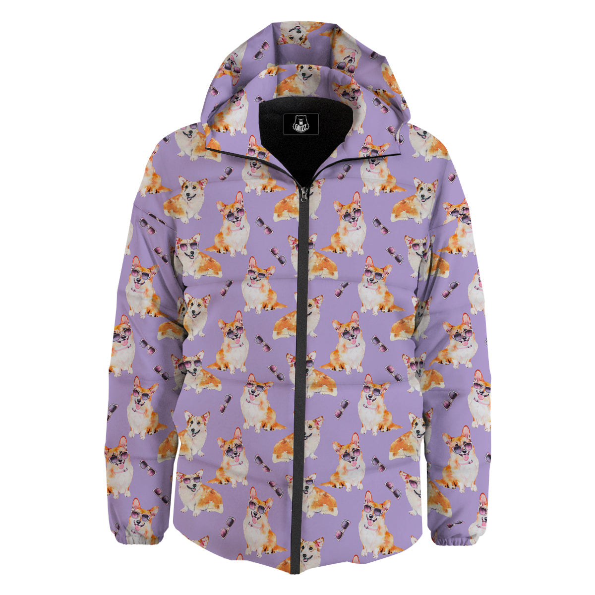 Corgi Watercolor Print Pattern Down Jacket-grizzshop