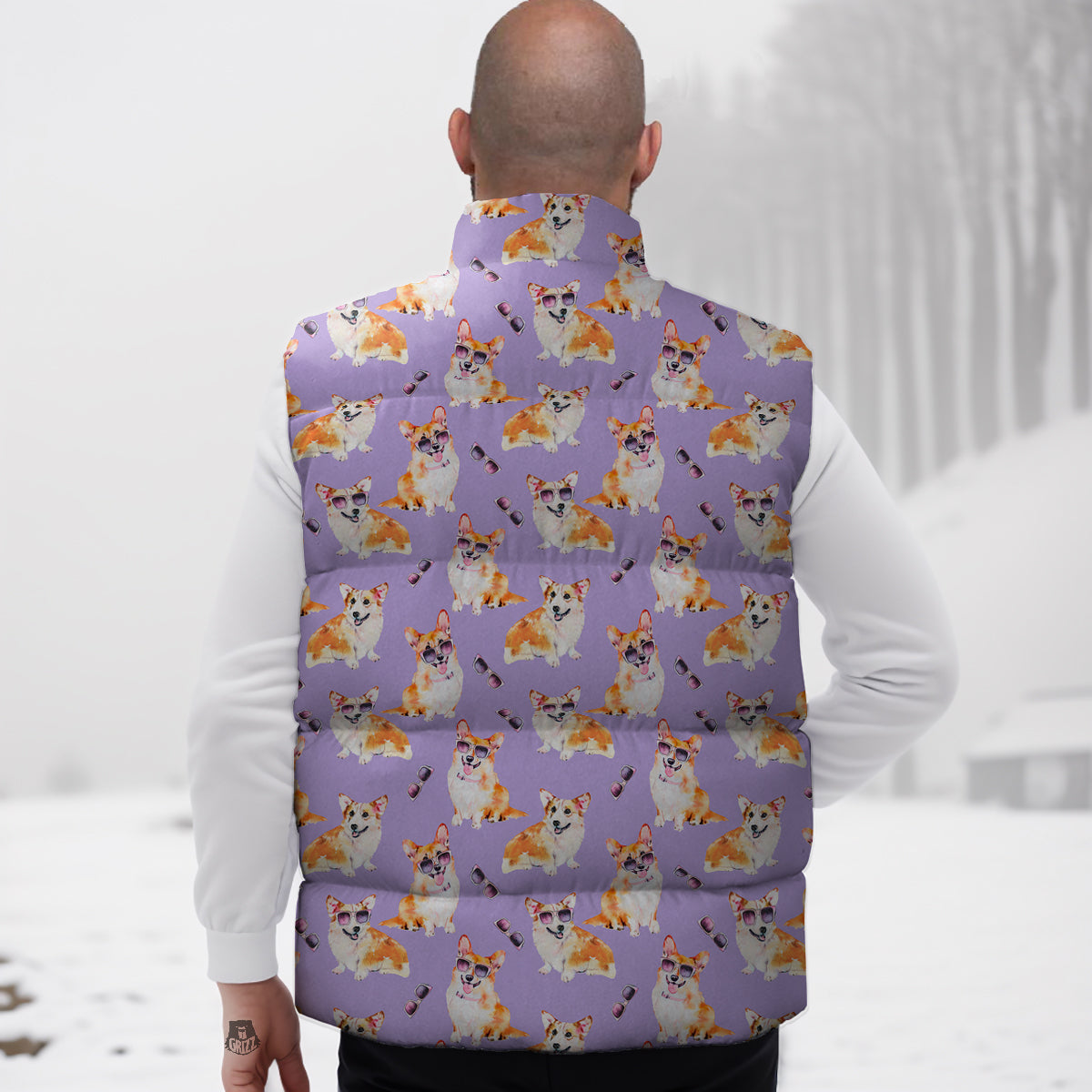 Corgi Watercolor Print Pattern Down Vest