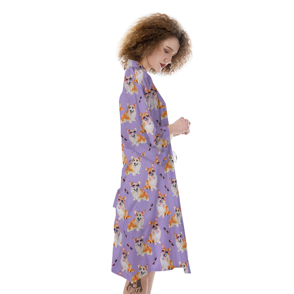Corgi Watercolor Print Pattern Kimono-grizzshop