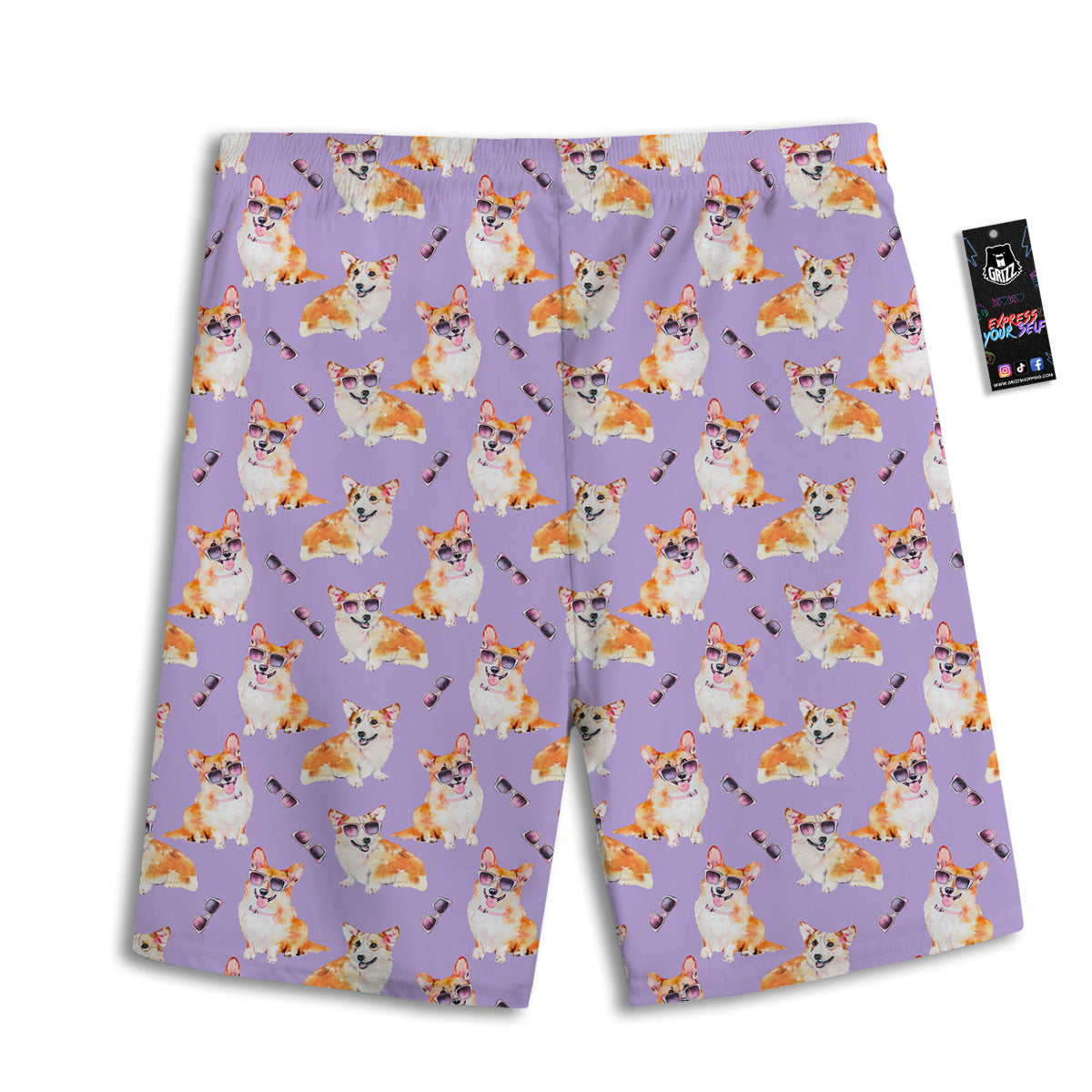 Corgi Watercolor Print Pattern Men's Athletic Shorts