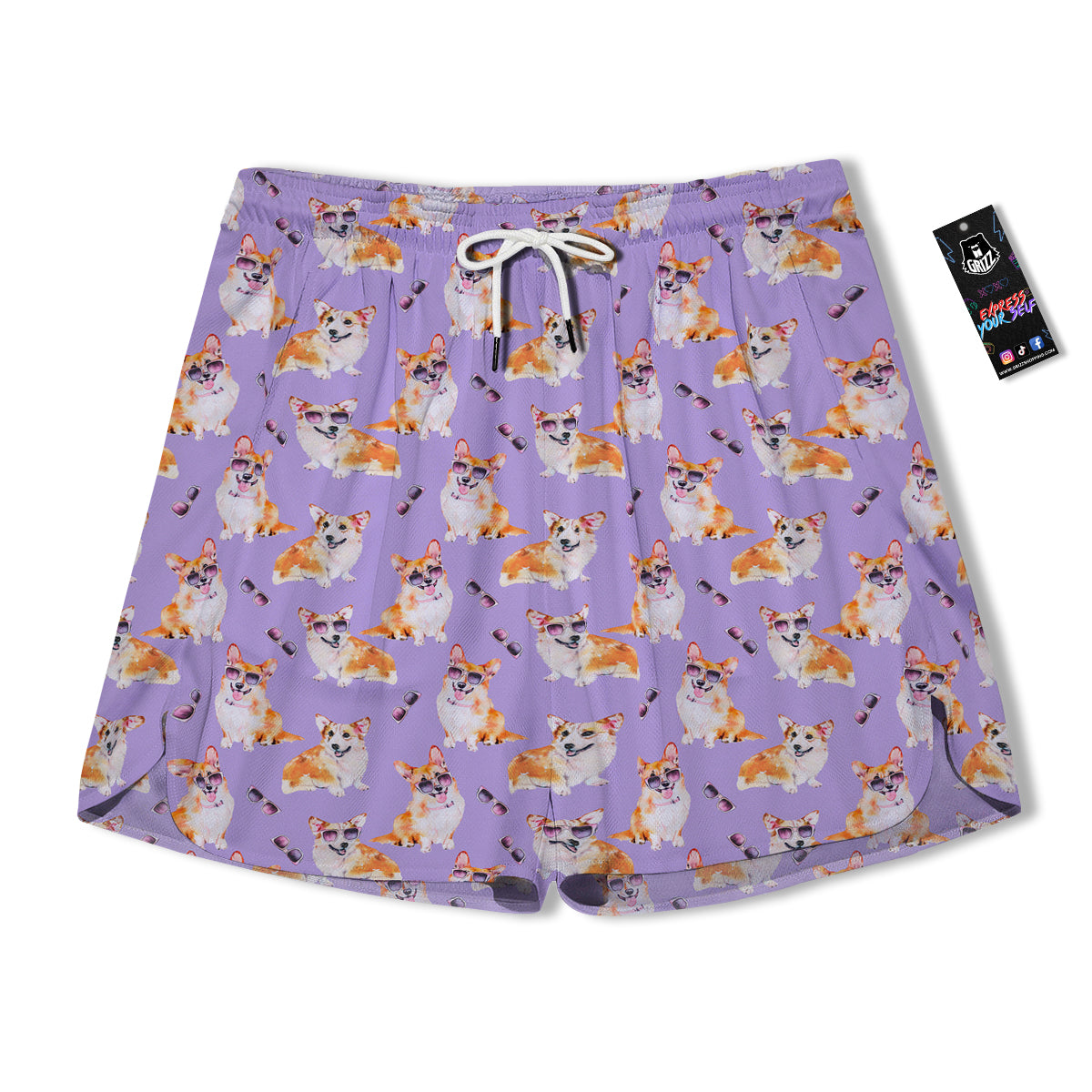 Corgi Watercolor Print Pattern Men's Running Shorts-grizzshop