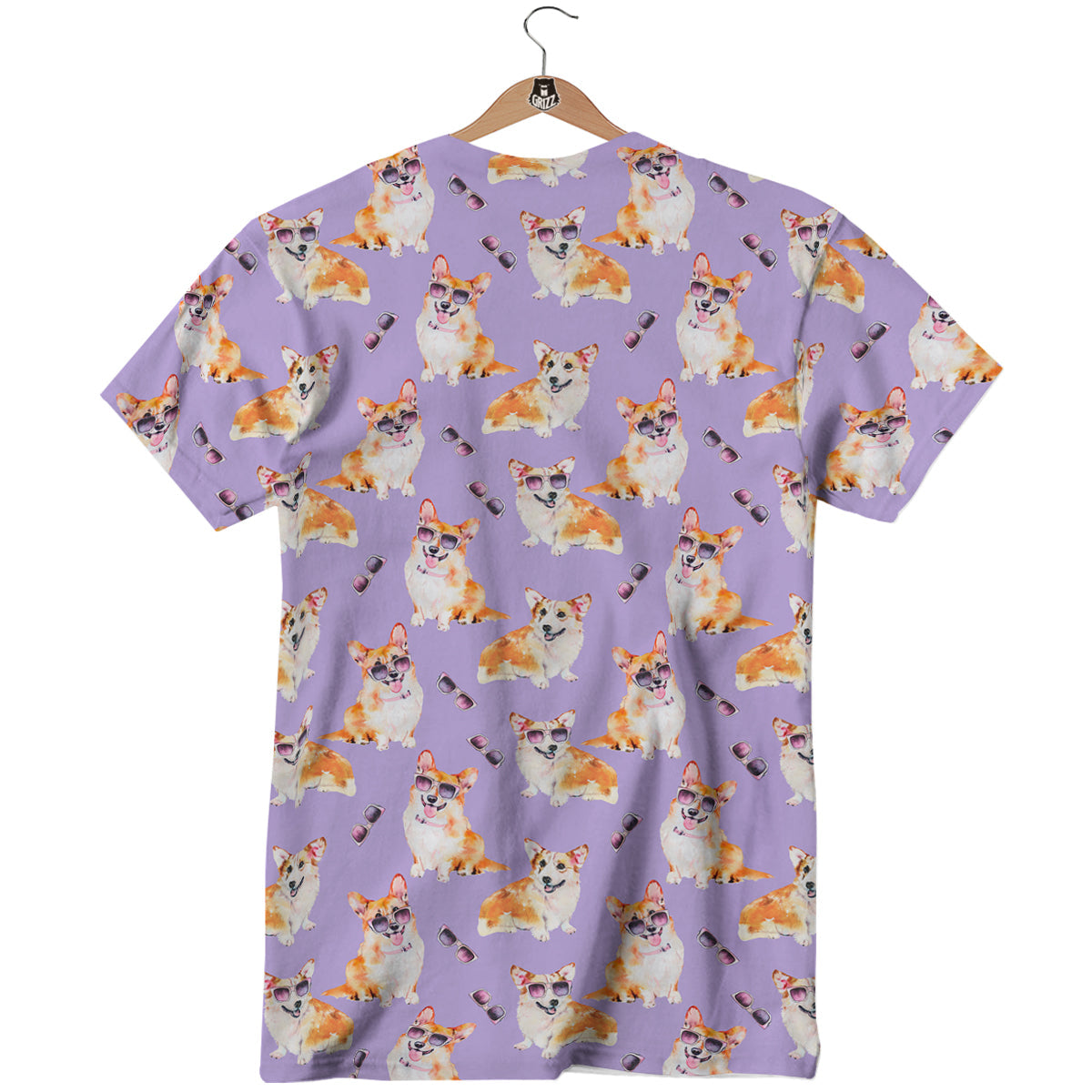 Corgi Watercolor Print Pattern T-Shirt-grizzshop