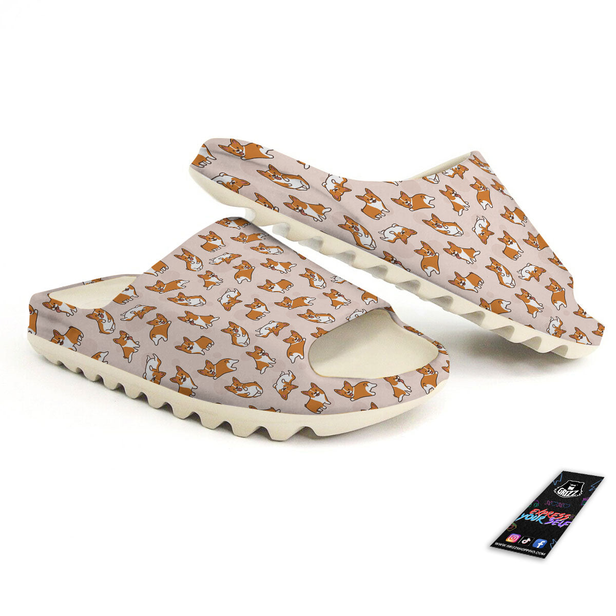 Corgi Cartoon Print Pattern Sandals-grizzshop