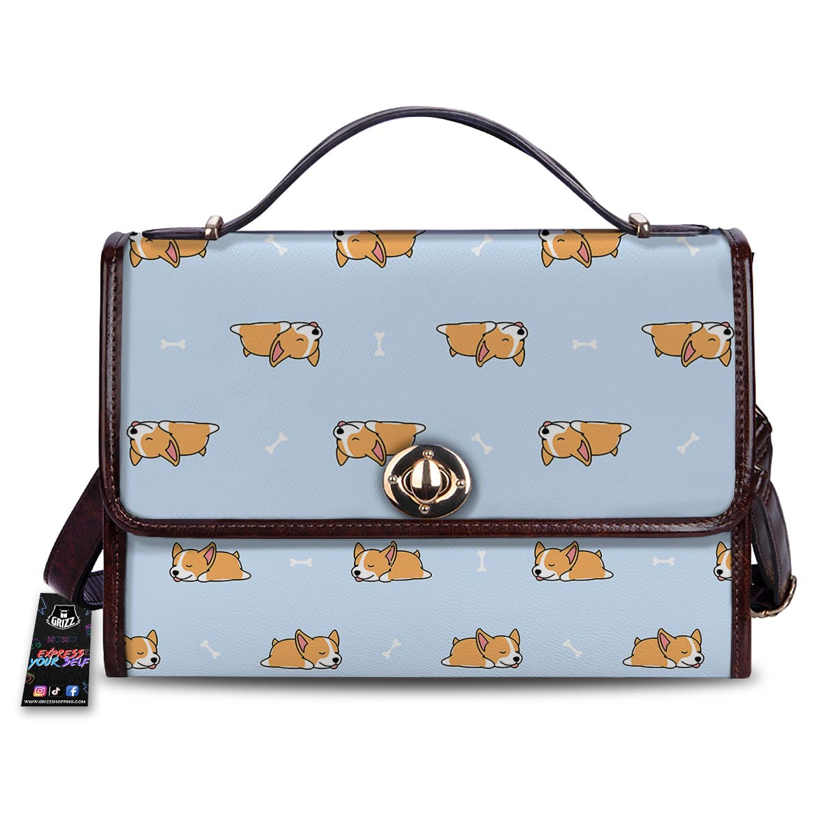 Corgi Sleeping Print Pattern Women's Satchel Bag