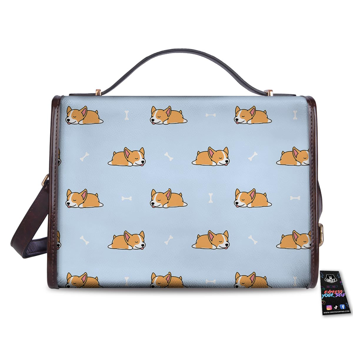 Corgi Sleeping Print Pattern Women's Satchel Bag