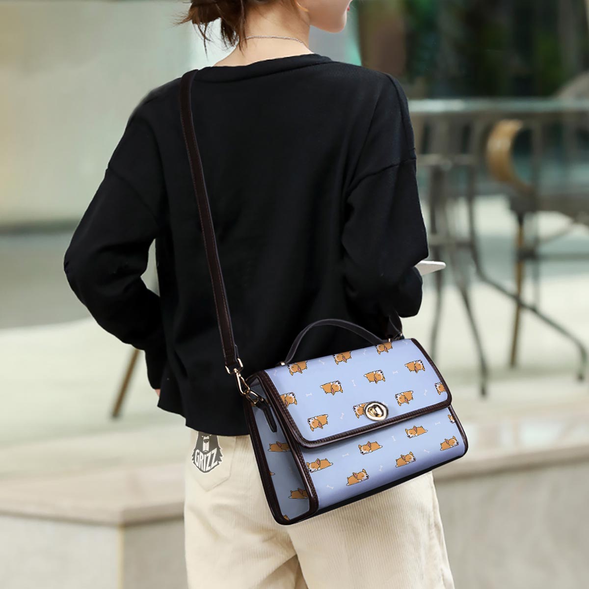 Corgi Sleeping Print Pattern Women's Satchel Bag