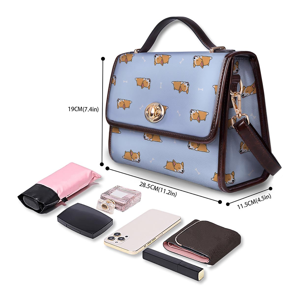 Corgi Sleeping Print Pattern Women's Satchel Bag
