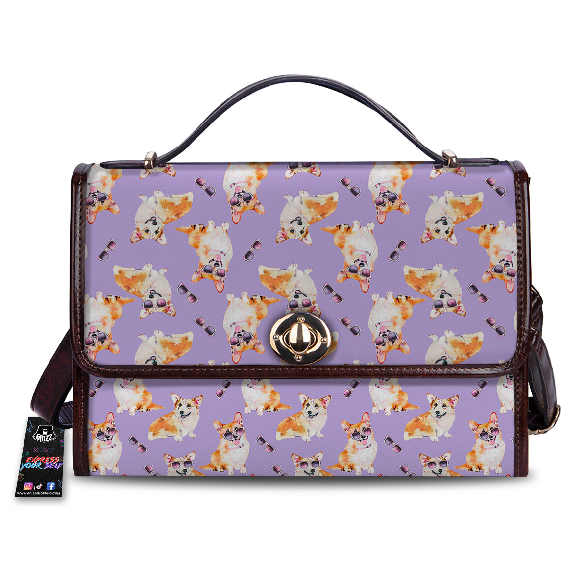 Corgi Watercolor Print Pattern Women's Satchel Bag