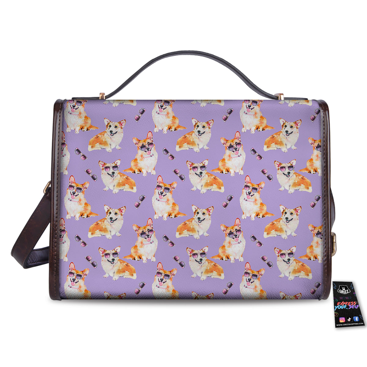 Corgi Watercolor Print Pattern Women's Satchel Bag