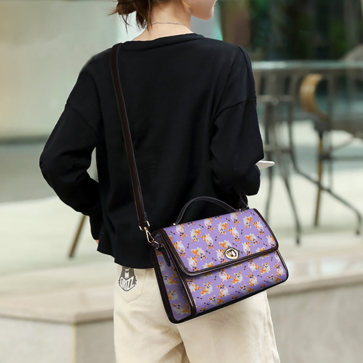 Corgi Watercolor Print Pattern Women's Satchel Bag