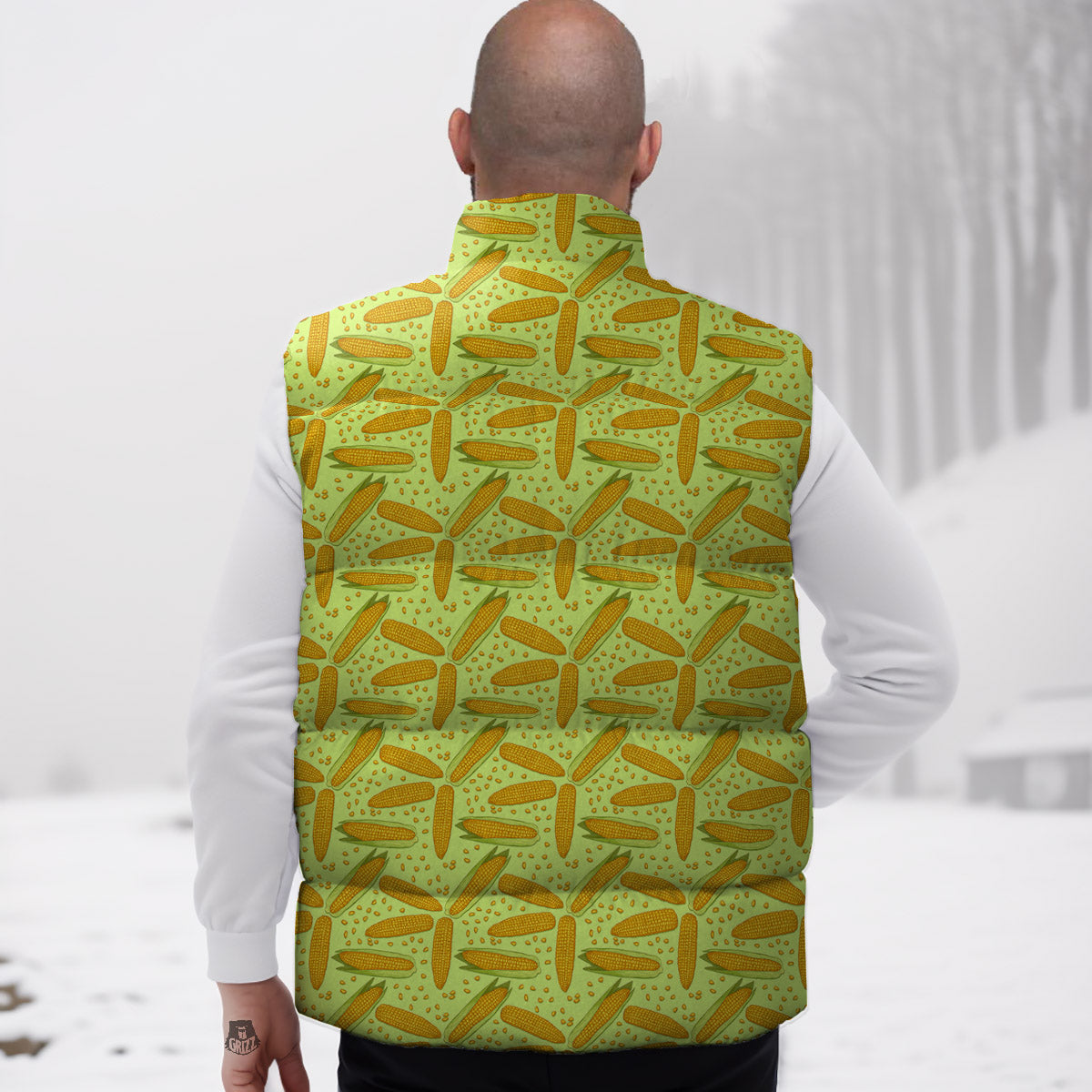 Corn On Cob Print Pattern Down Vest-grizzshop