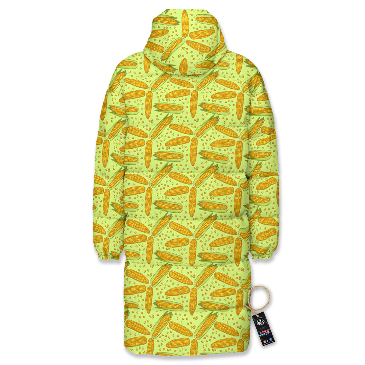 Corn On Cob Print Pattern Long Down Jacket-grizzshop