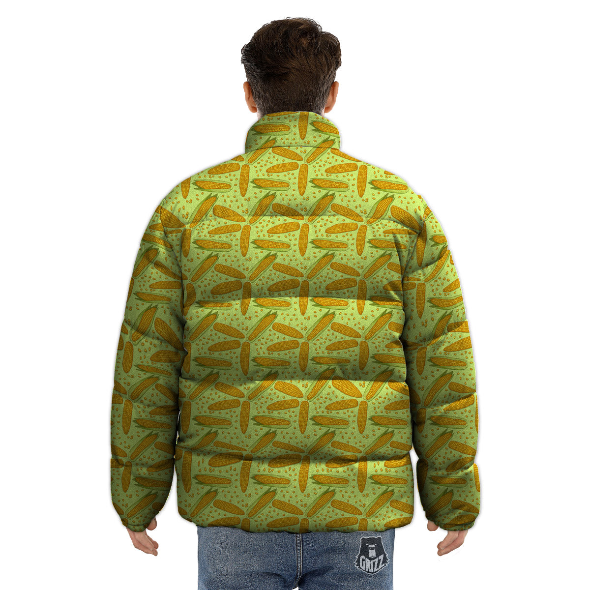 Corn On Cob Print Pattern Puffer Jacket-grizzshop