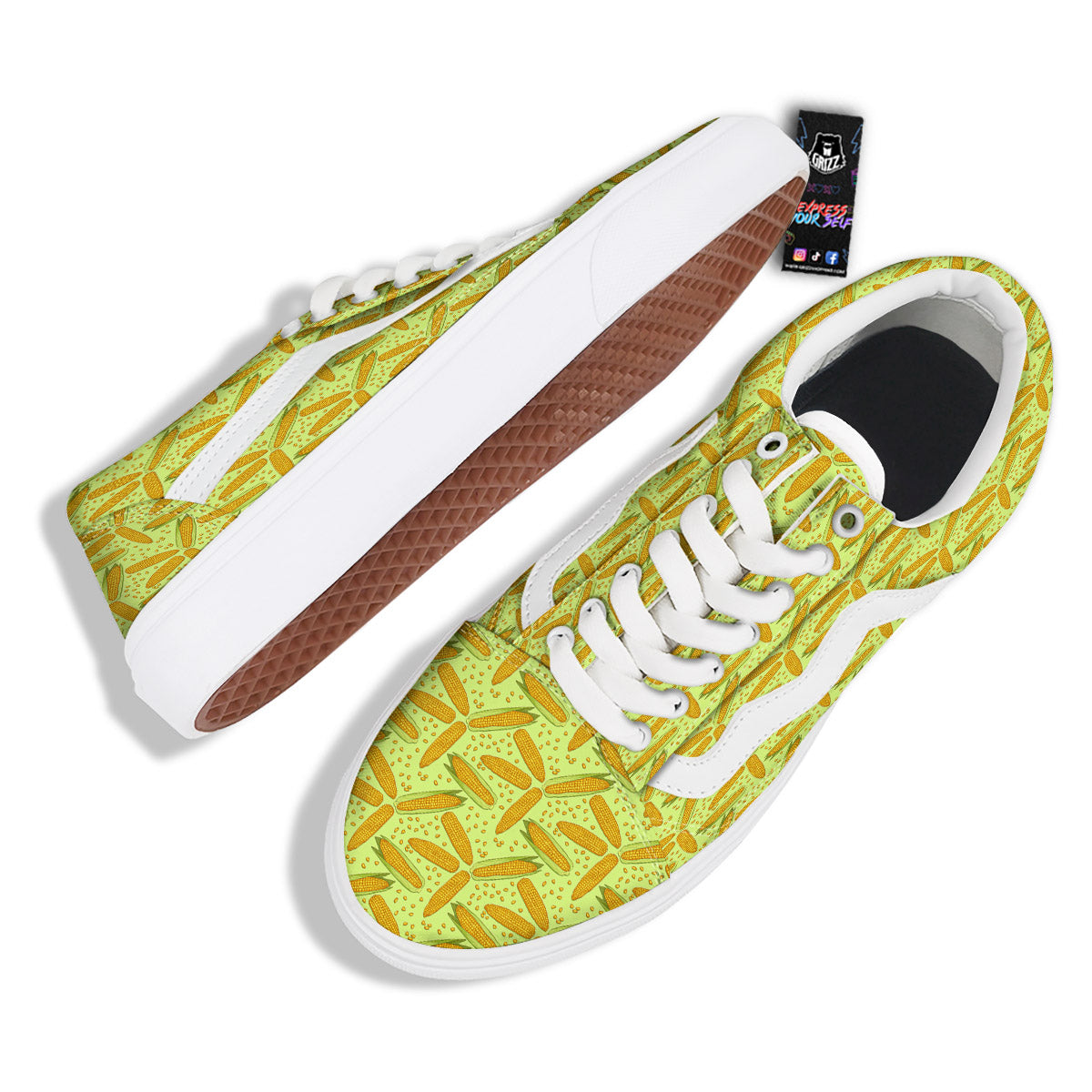 Corn On Cob Print Pattern Skate Shoes-grizzshop