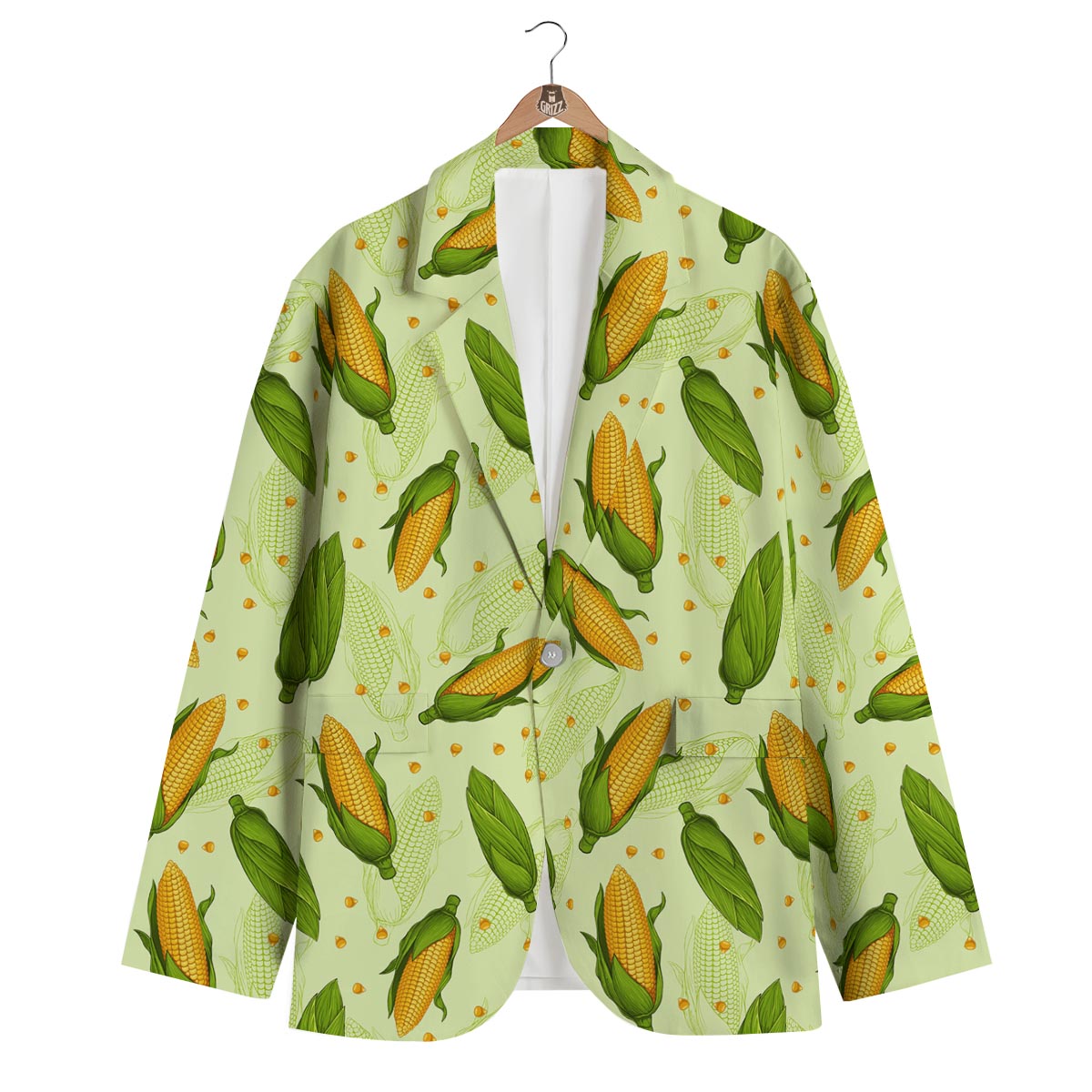 Corn Pattern Green Men's Blazer-grizzshop