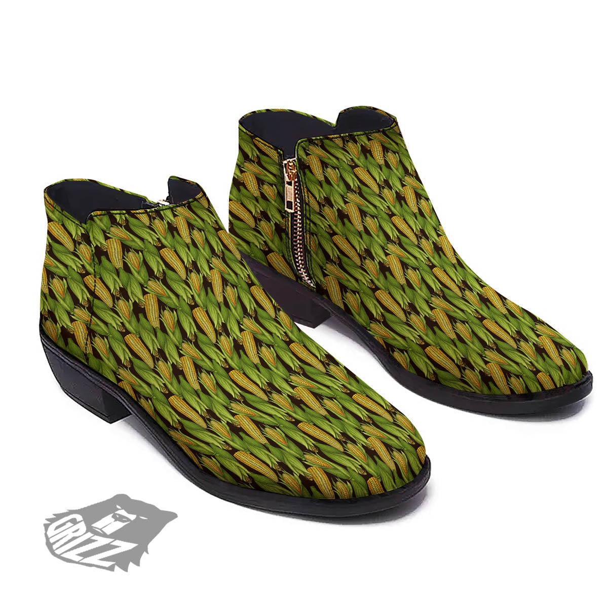 Corn Pattern Print Ankle Boots-grizzshop