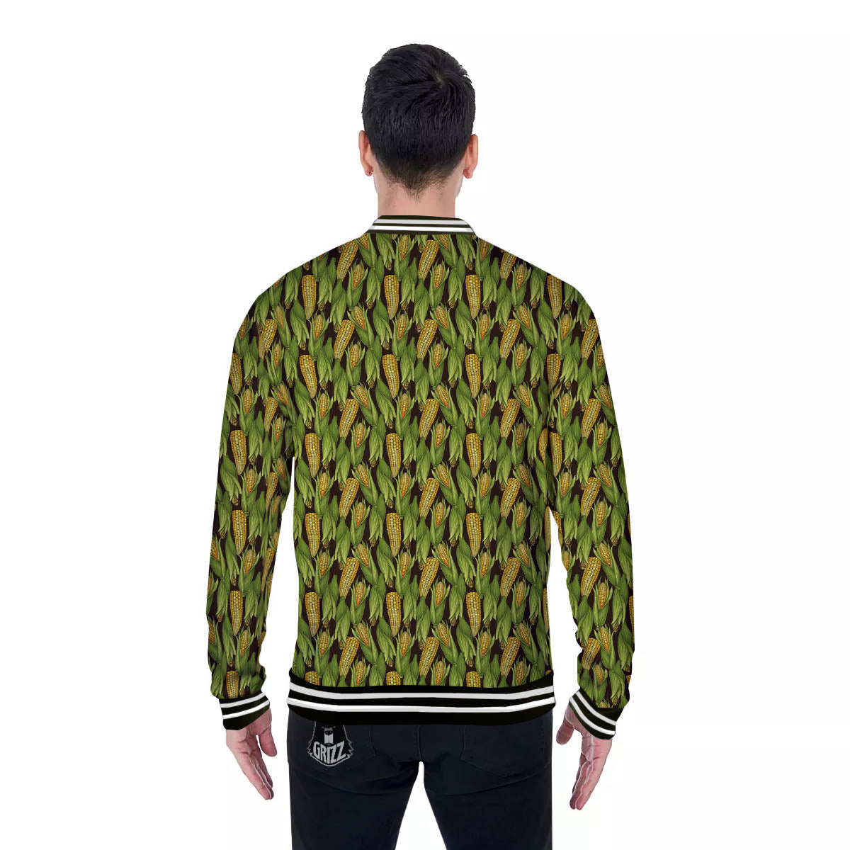 Corn Pattern Print Baseball Jacket-grizzshop