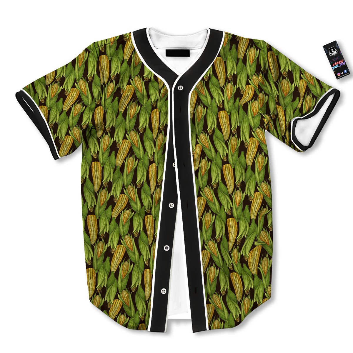 Corn Pattern Print Baseball Jersey-grizzshop