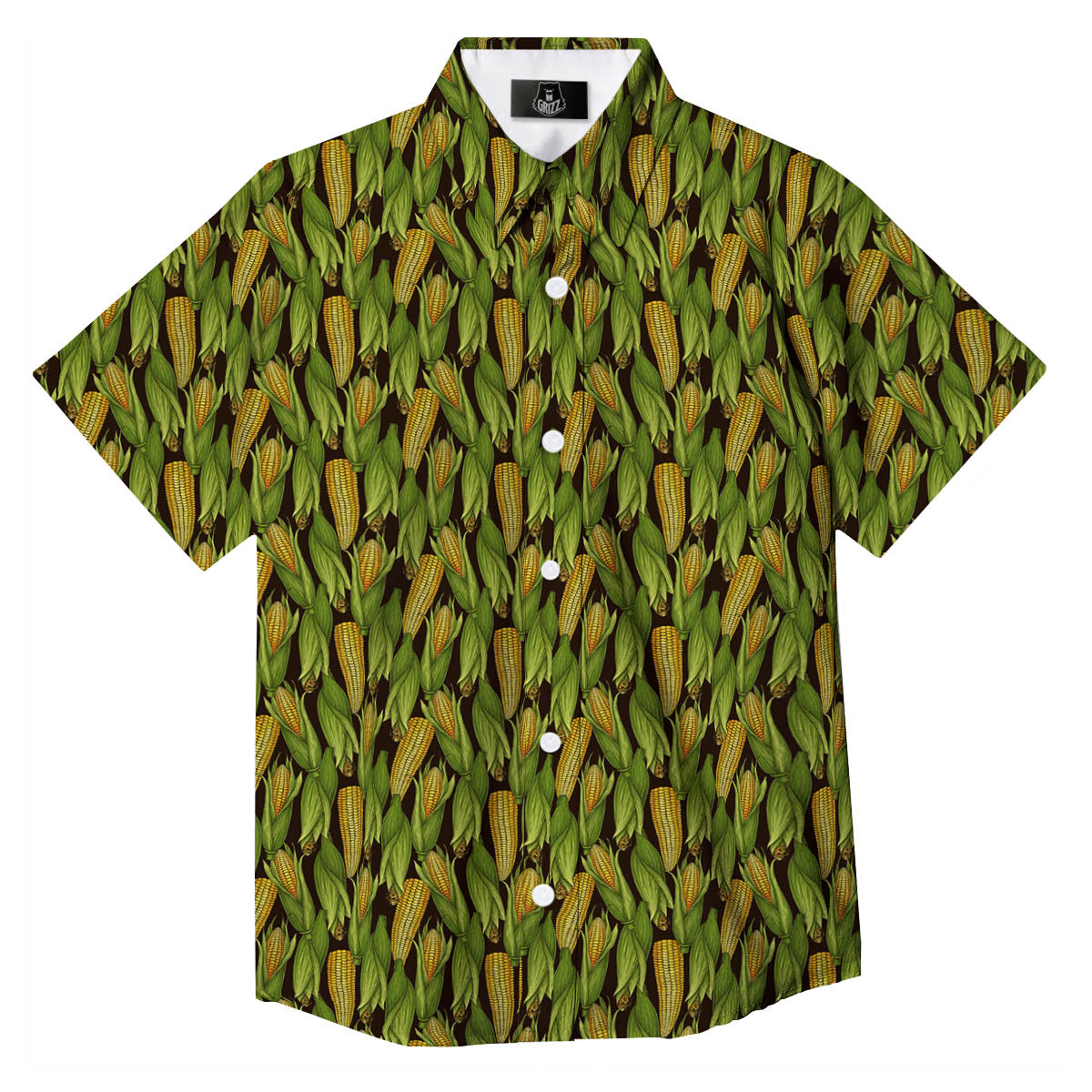 Corn Pattern Print Button Up Shirt-grizzshop