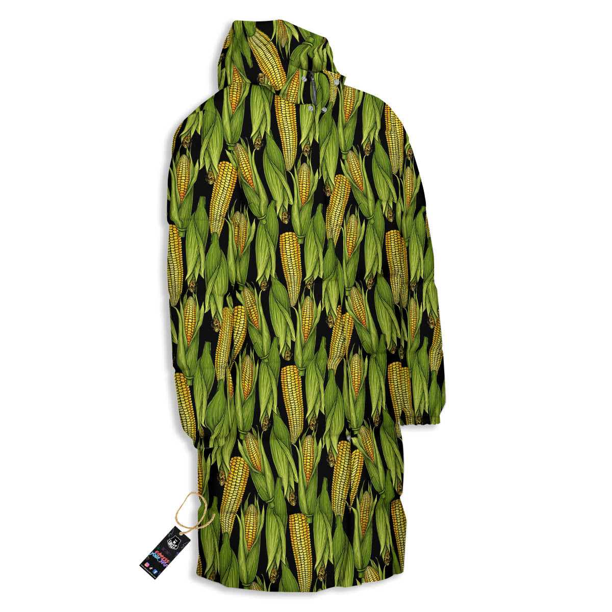 Corn Pattern Print Long Down Jacket-grizzshop