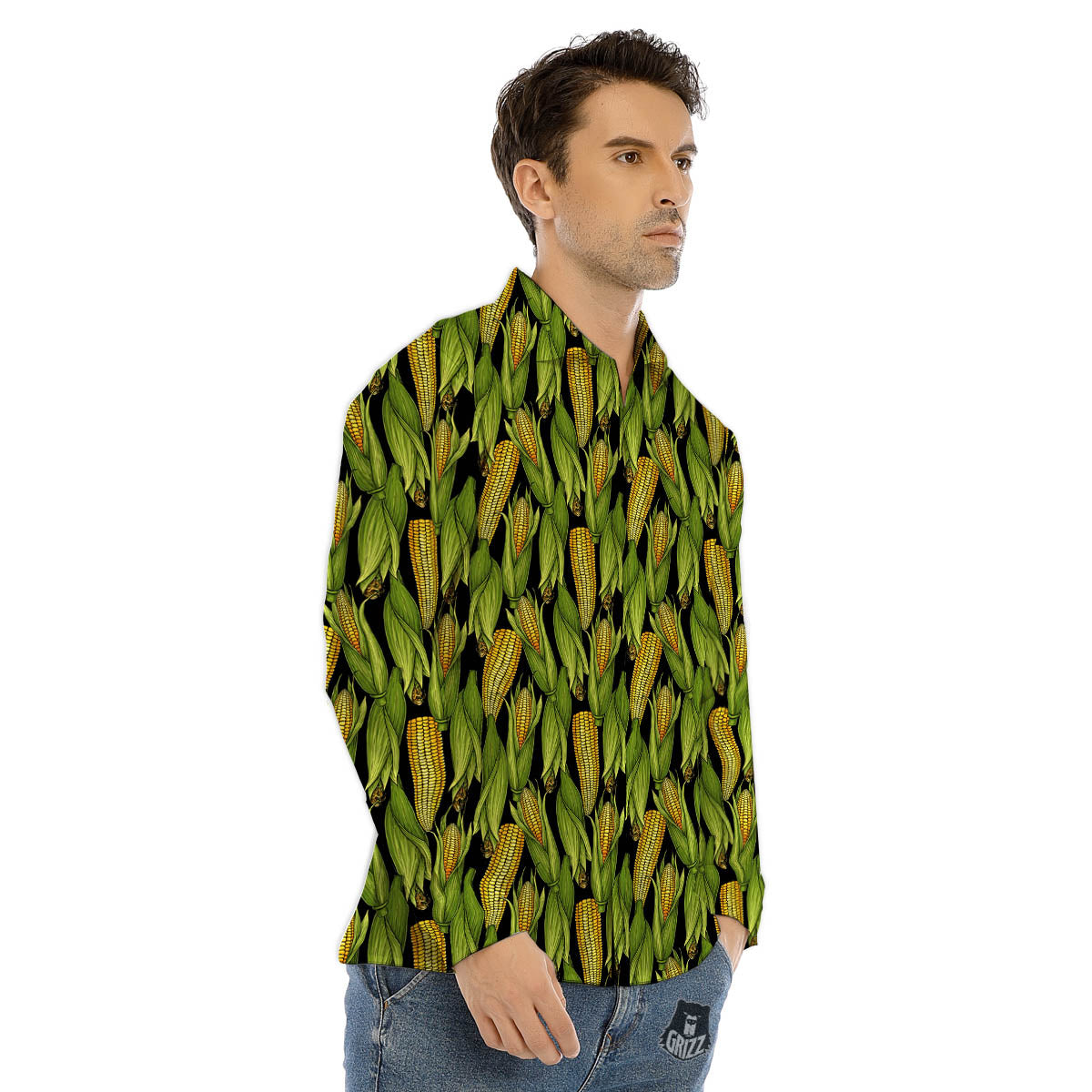 Corn Pattern Print Men's Dress Shirts-grizzshop