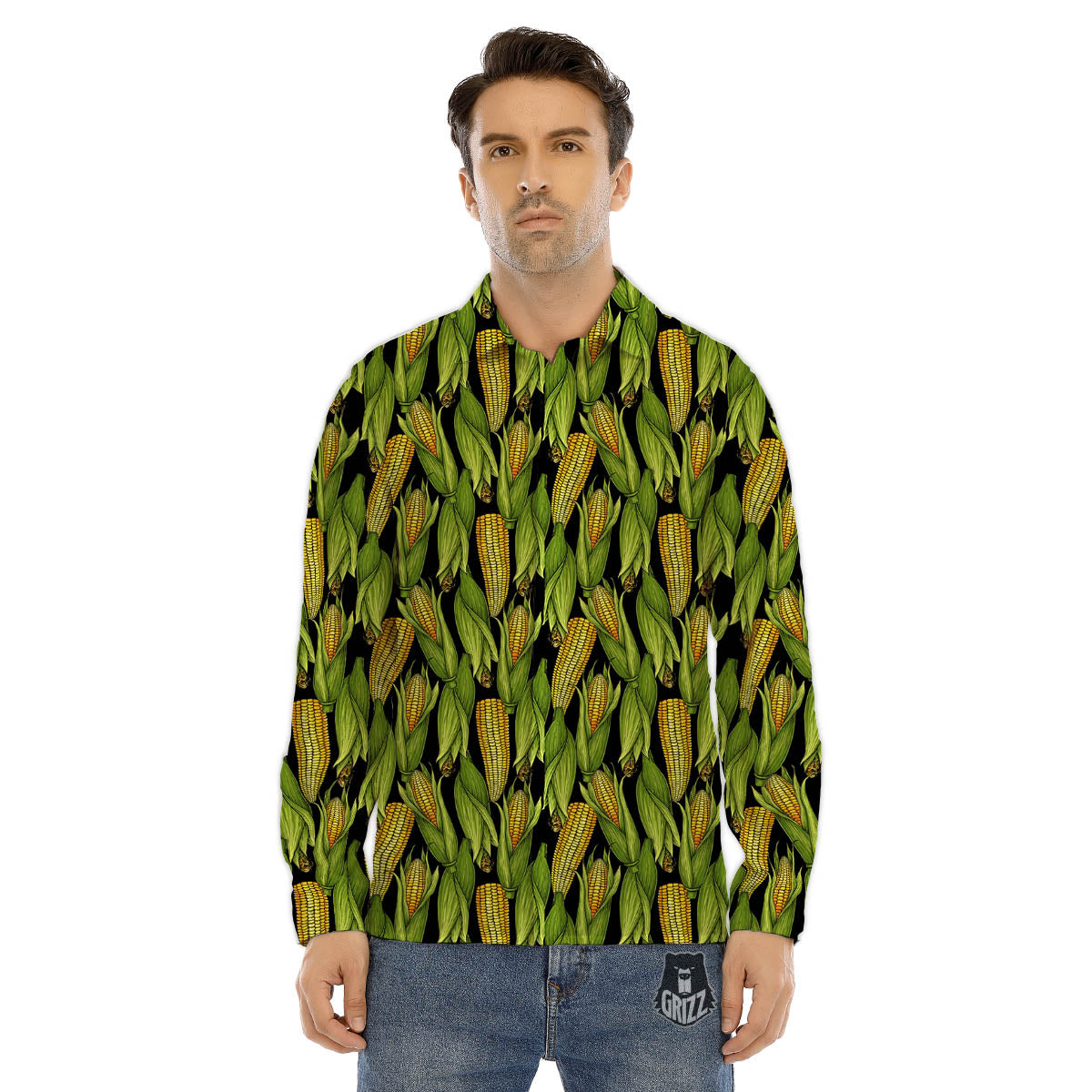 Corn Pattern Print Men's Dress Shirts-grizzshop