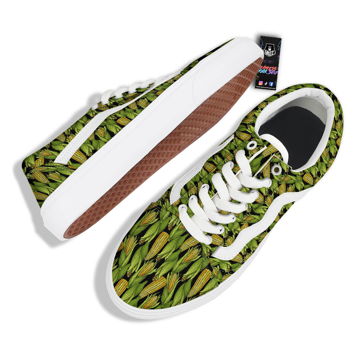 Corn Pattern Print Skate Shoes-grizzshop