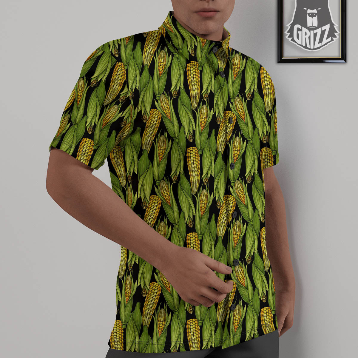 Corn Pattern Print Untucked Shirts-grizzshop