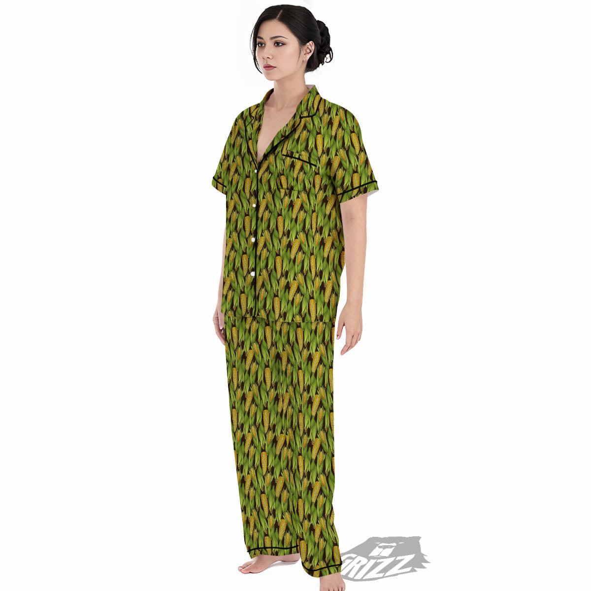 Corn Pattern Print Women's Pajamas Set-grizzshop